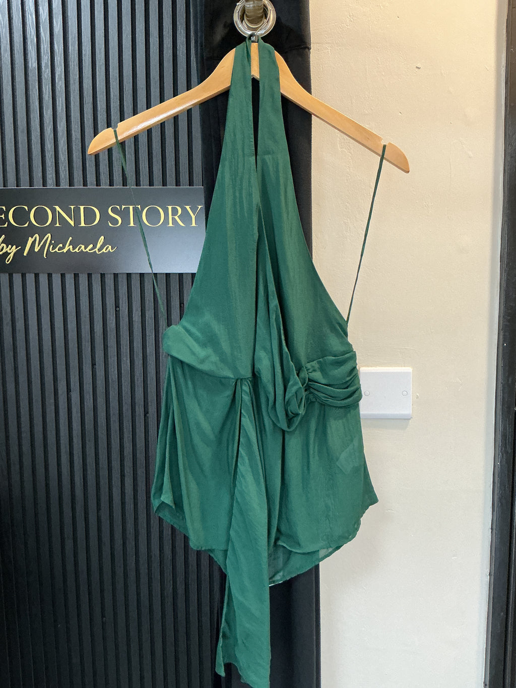 Pull&Bear Green Draped Halterneck Top – Size M New