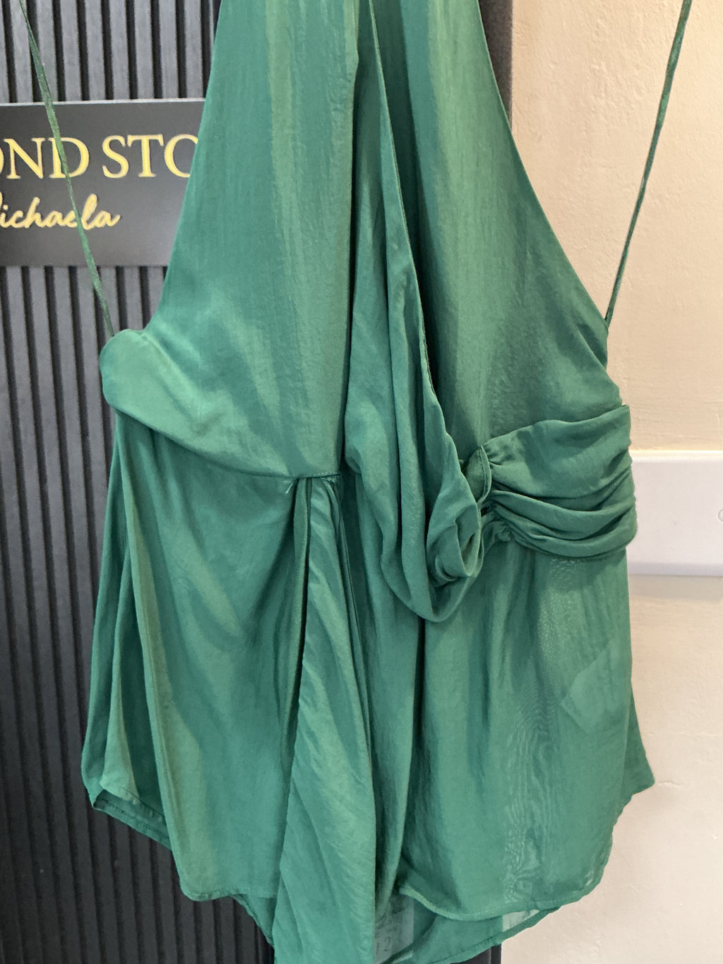 Pull&Bear Green Draped Halterneck Top – Size M New