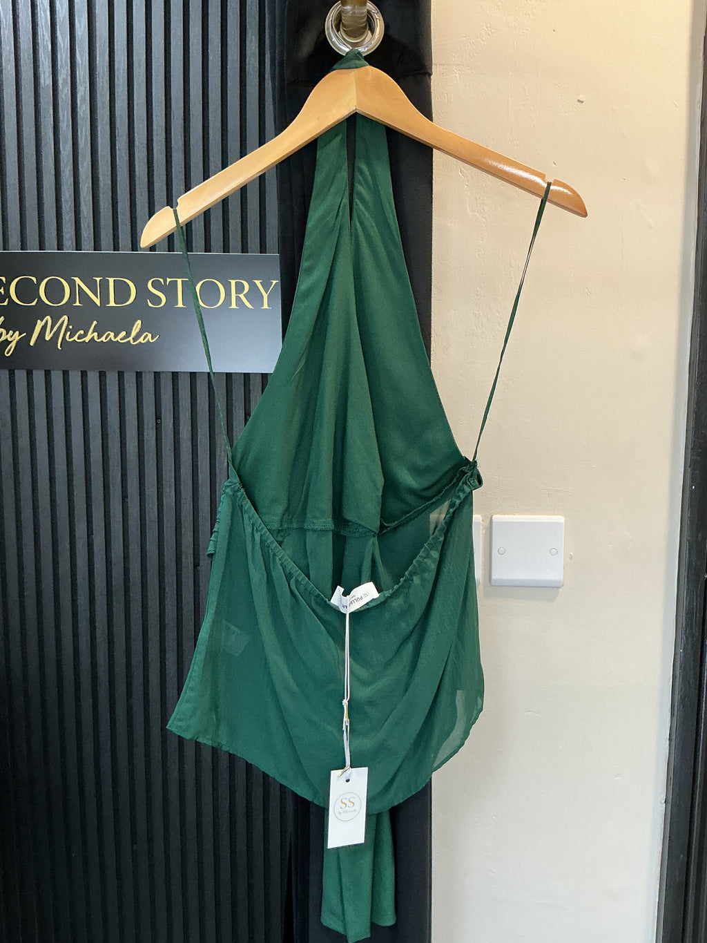 Pull&Bear Green Draped Halterneck Top – Size M New