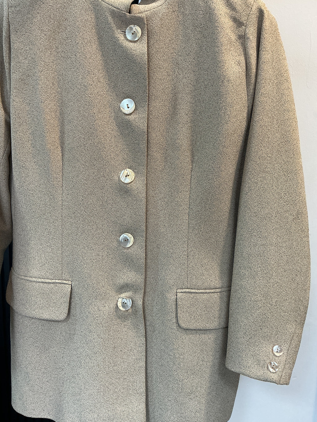 Vintage Topaz Beige Stand Collar Longline Blazer – Size 12