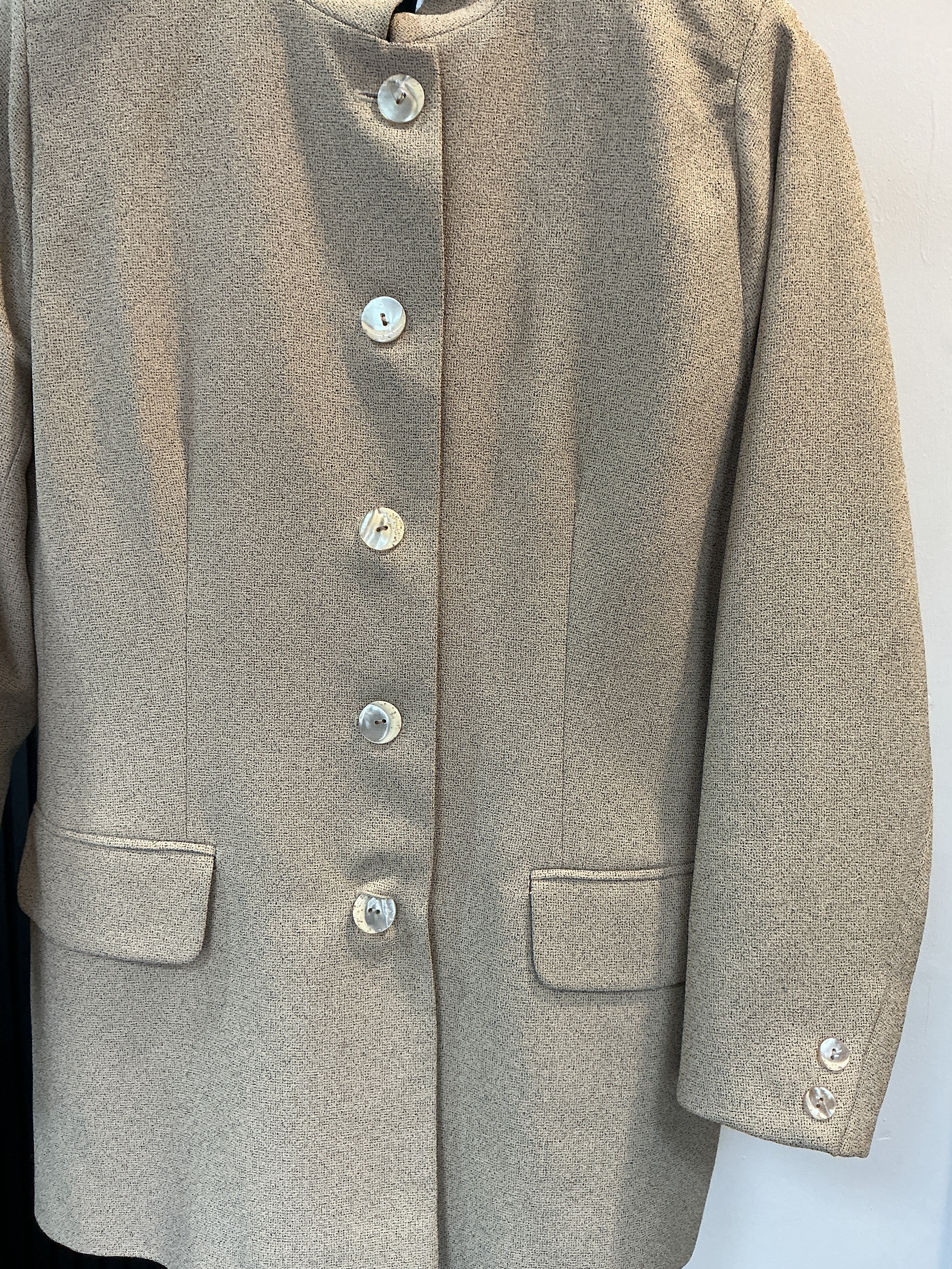Vintage Topaz Beige Stand Collar Longline Blazer – Size 12