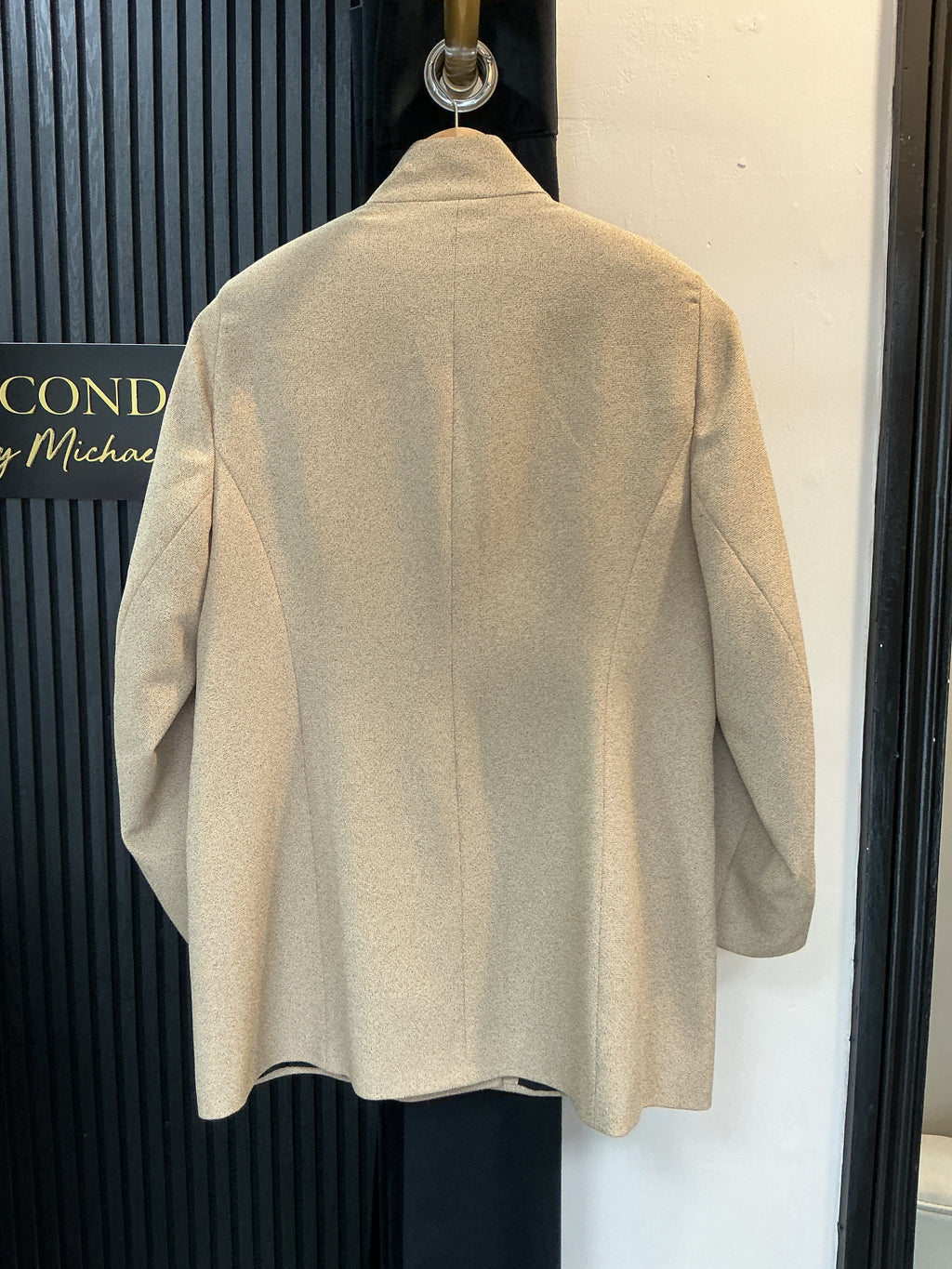 Vintage Topaz Beige Stand Collar Longline Blazer – Size 12
