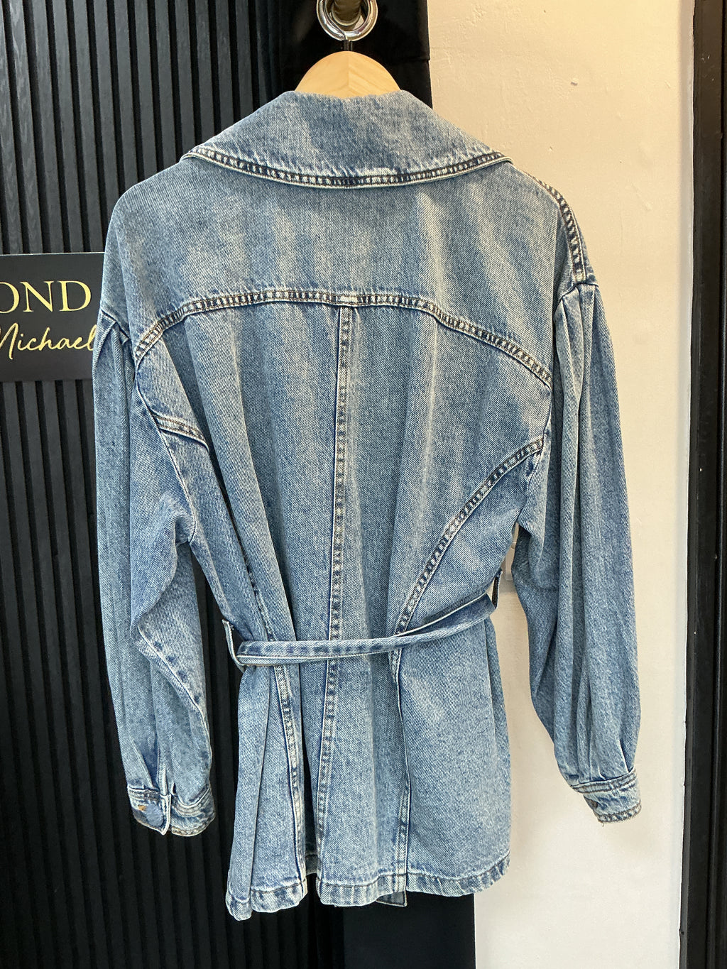 Zara Blue Denim Belted Blazer Jacket – Size L