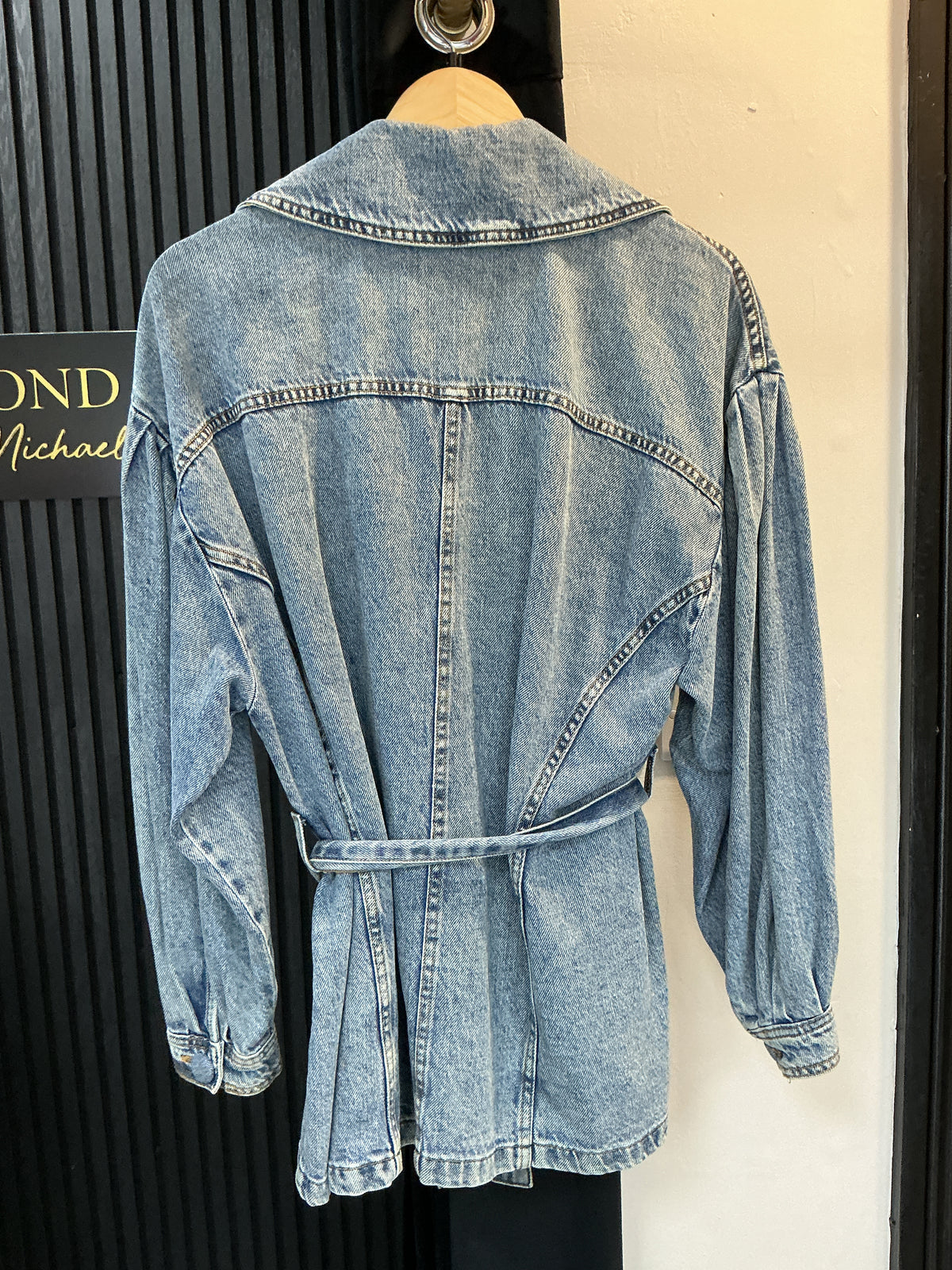 Zara Blue Denim Belted Blazer Jacket – Size L