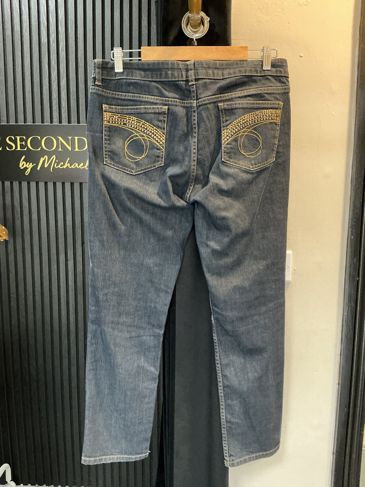 Wallis Y2K Embellished Grey Straight Leg Jeans – Size 14