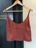 Massimo Dutti Rust Satin-Effect Corset Cami Top – Size L New