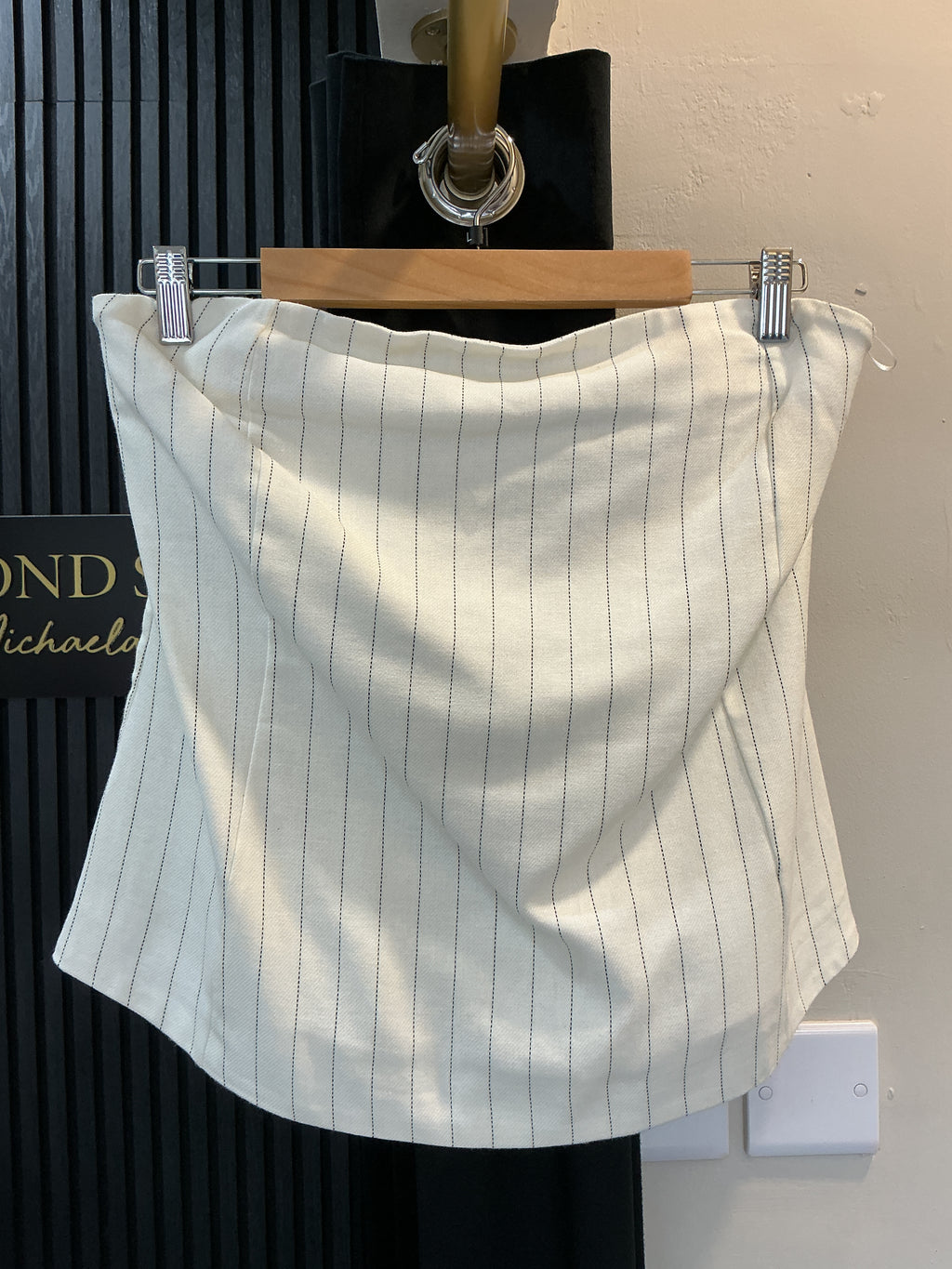 Next Cream Pinstripe Strapless Peplum Top – Size 14 New