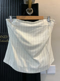 Next Cream Pinstripe Strapless Peplum Top – Size 14 New