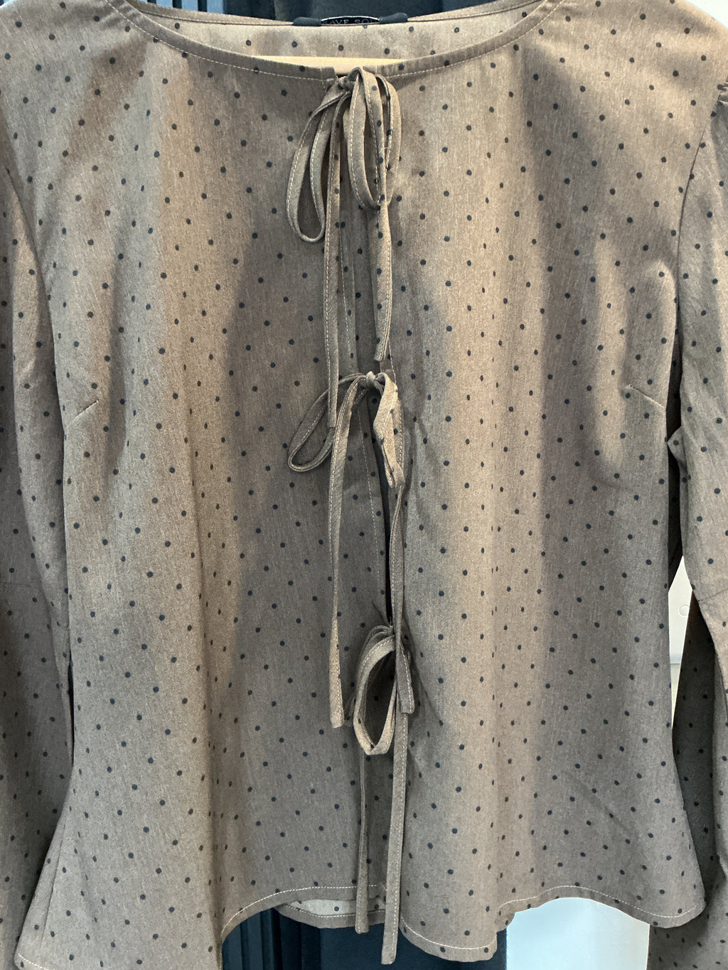Brave Soul Brown Polka Dot Tie Front Blouse – Size XL New