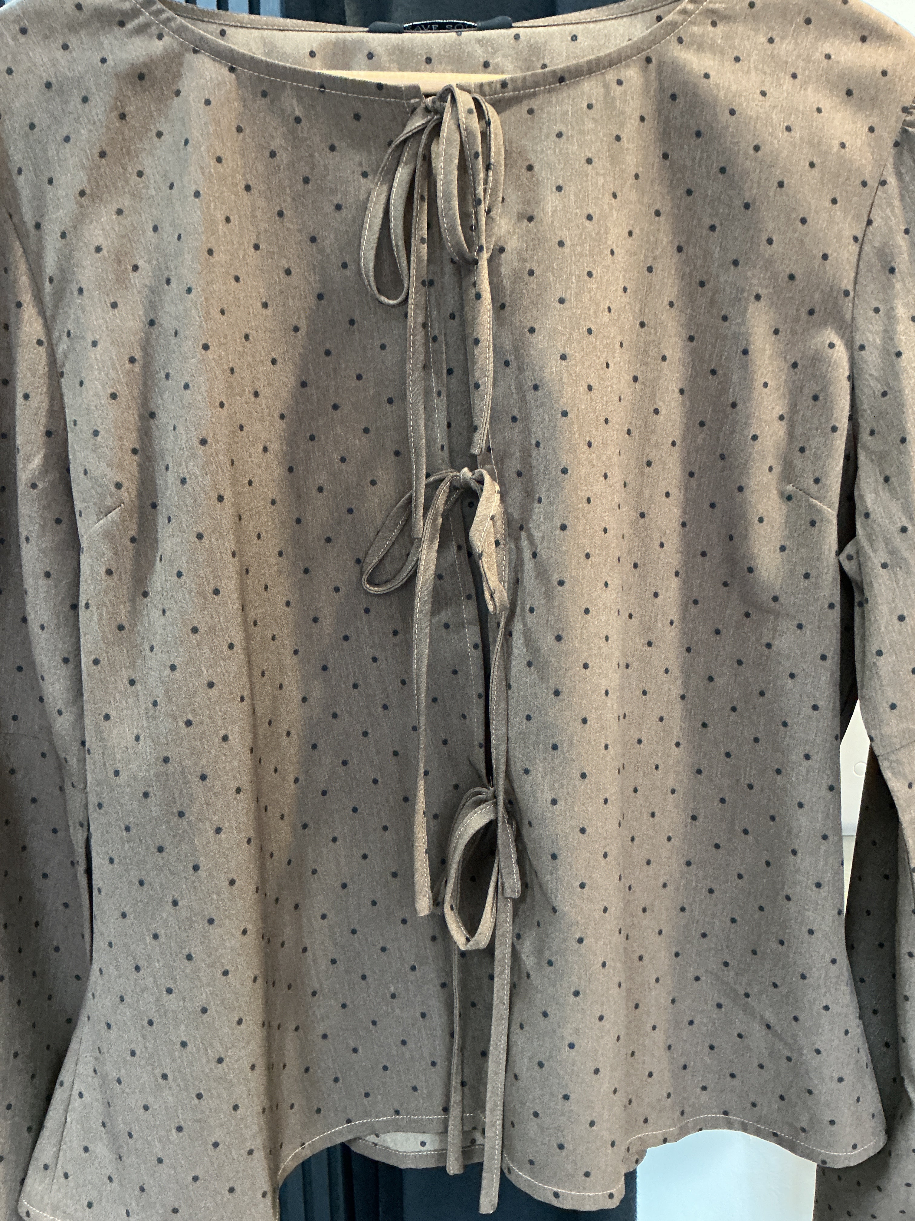 Brave Soul Brown Polka Dot Tie Front Blouse – Size XL New