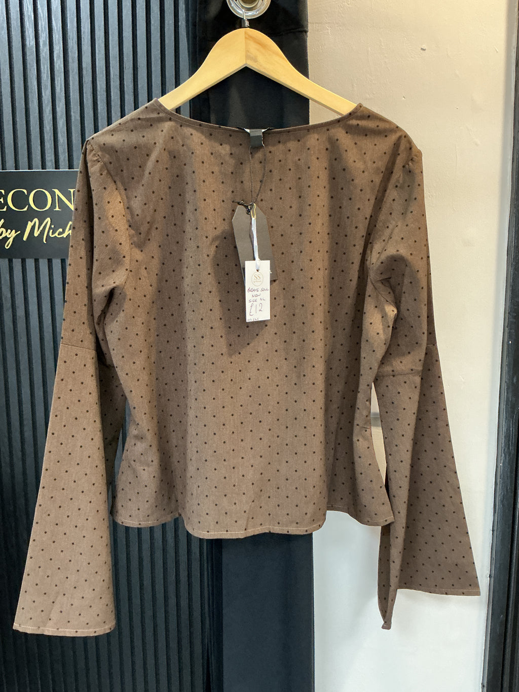 Brave Soul Brown Polka Dot Tie Front Blouse – Size XL New