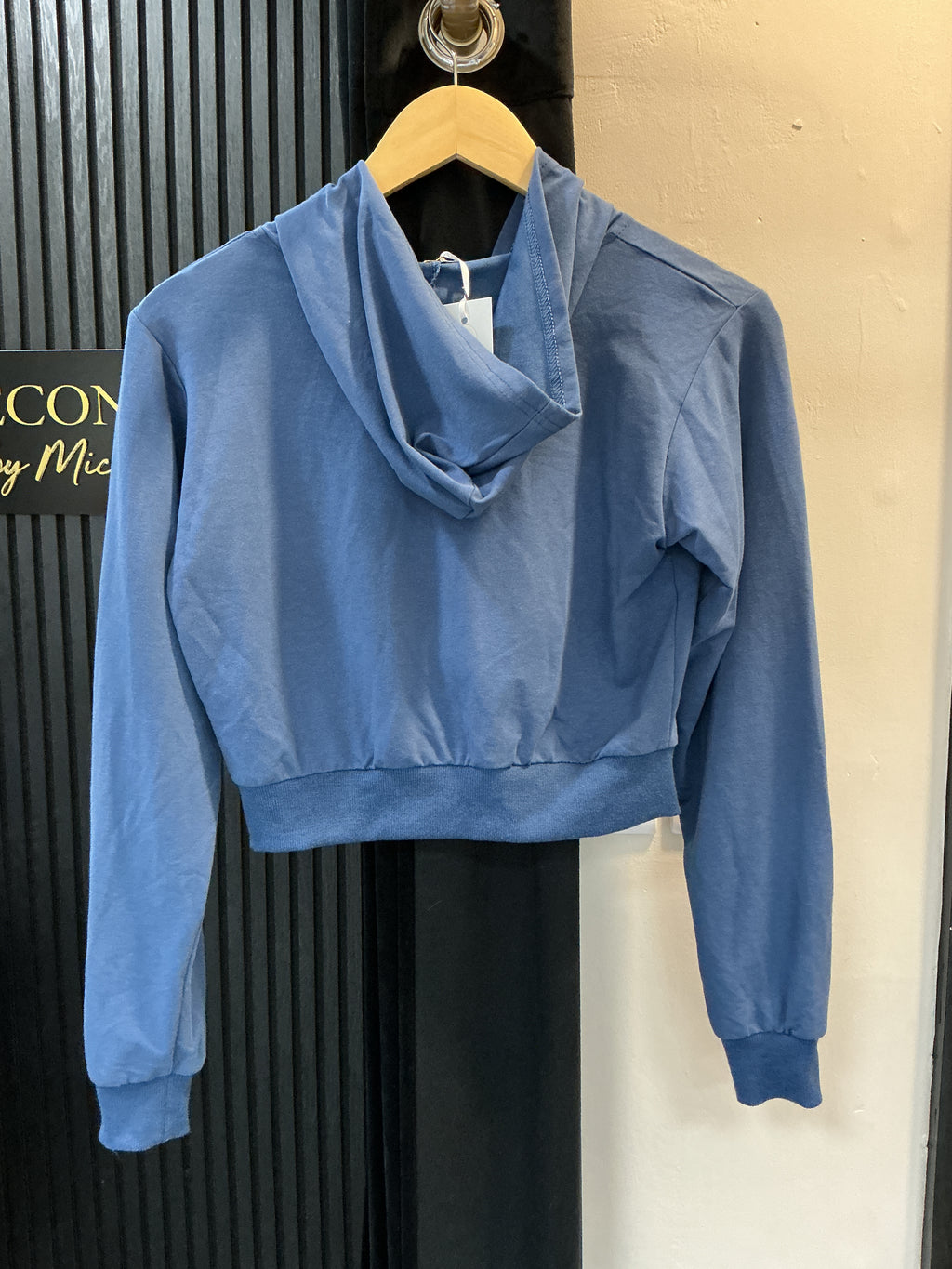 Pink Vanilla Blue Miami Cropped Zip Hoodie – Size S