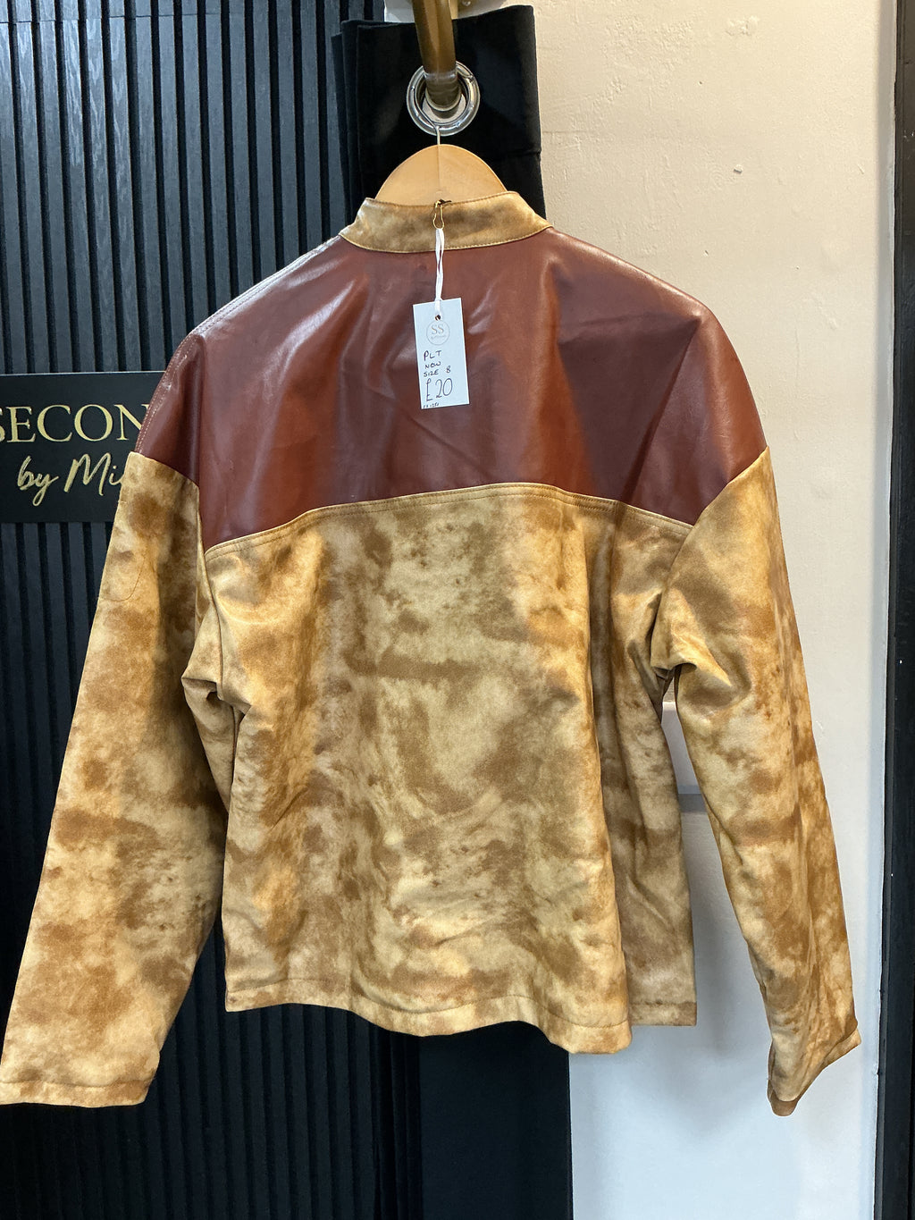 PrettyLittleThing Brown & Tan Contrast Racer Jacket – Size 8 – New