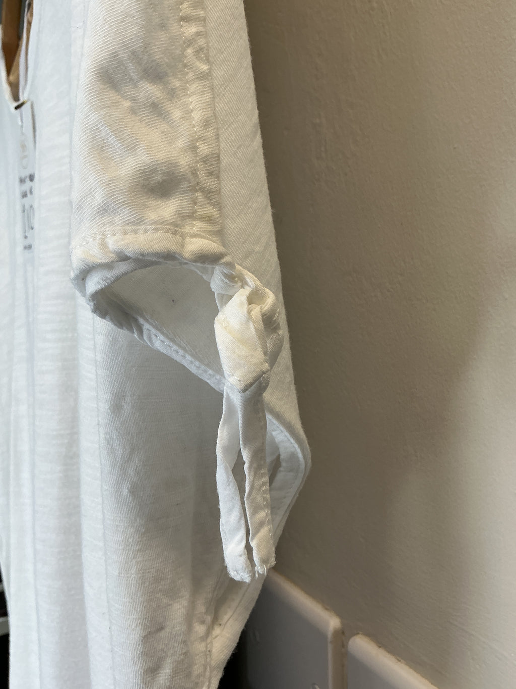 Mint Velvet White Tie Sleeve Relaxed T-Shirt – Size 18