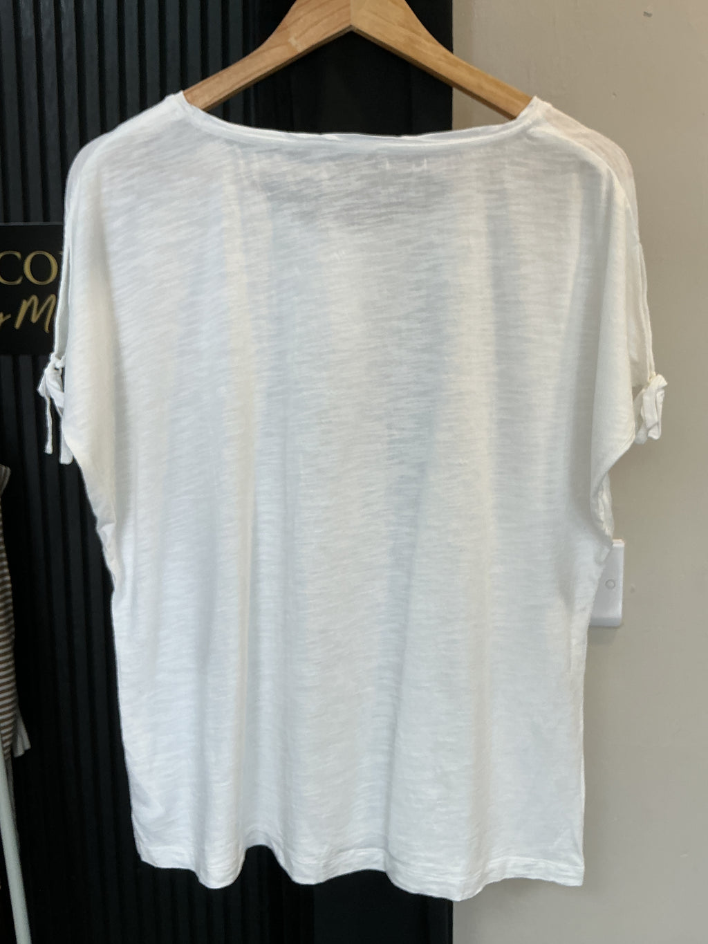 Mint Velvet White Tie Sleeve Relaxed T-Shirt – Size 18