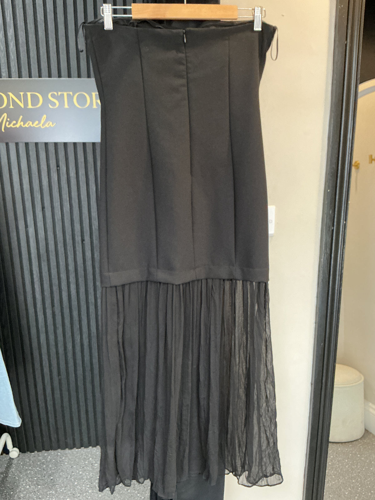 F&F Black Bandeau Drop-Waist Midi Dress – Size 12 New