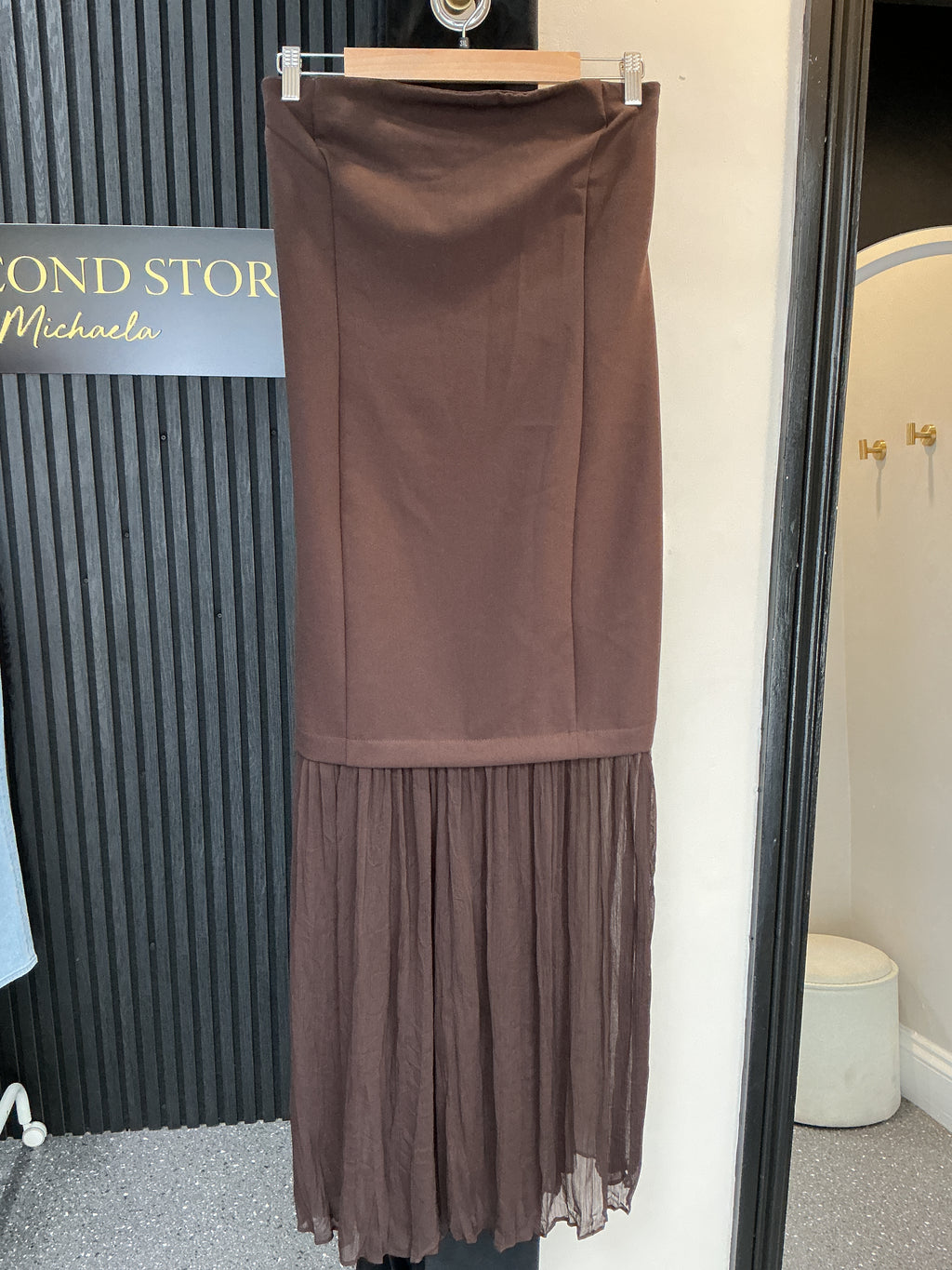 F&F Brown Bandeau Drop-Waist Midi Dress – Size 20 New