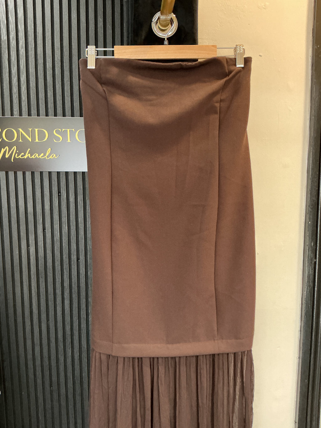 F&F Brown Bandeau Drop-Waist Midi Dress – Size 20 New