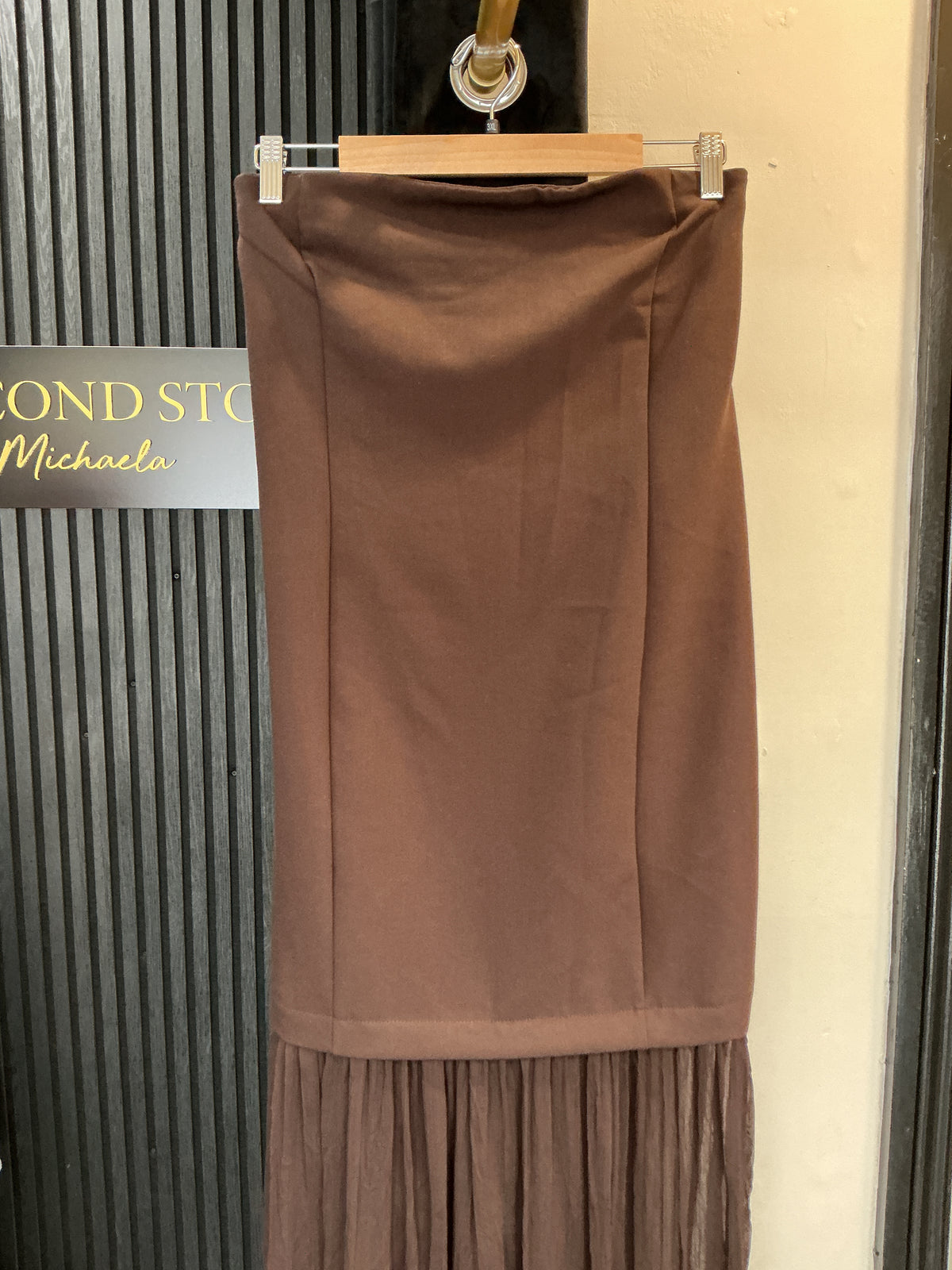 F&F Brown Bandeau Drop-Waist Midi Dress – Size 20 New
