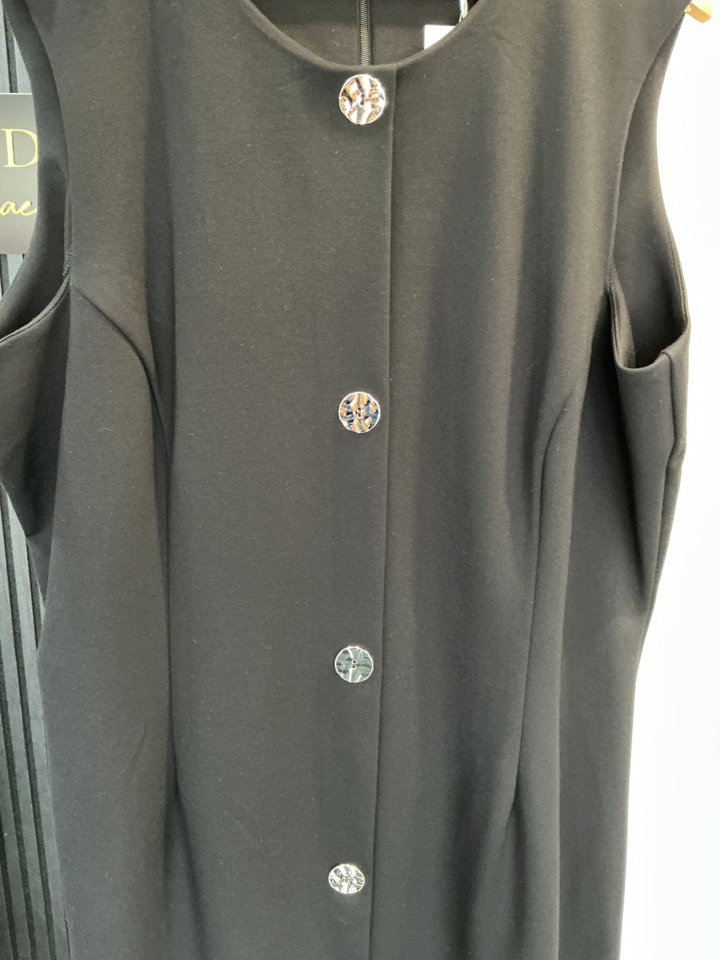 F&F Black Sleeveless Button Front Shift Dress – Size 22 New