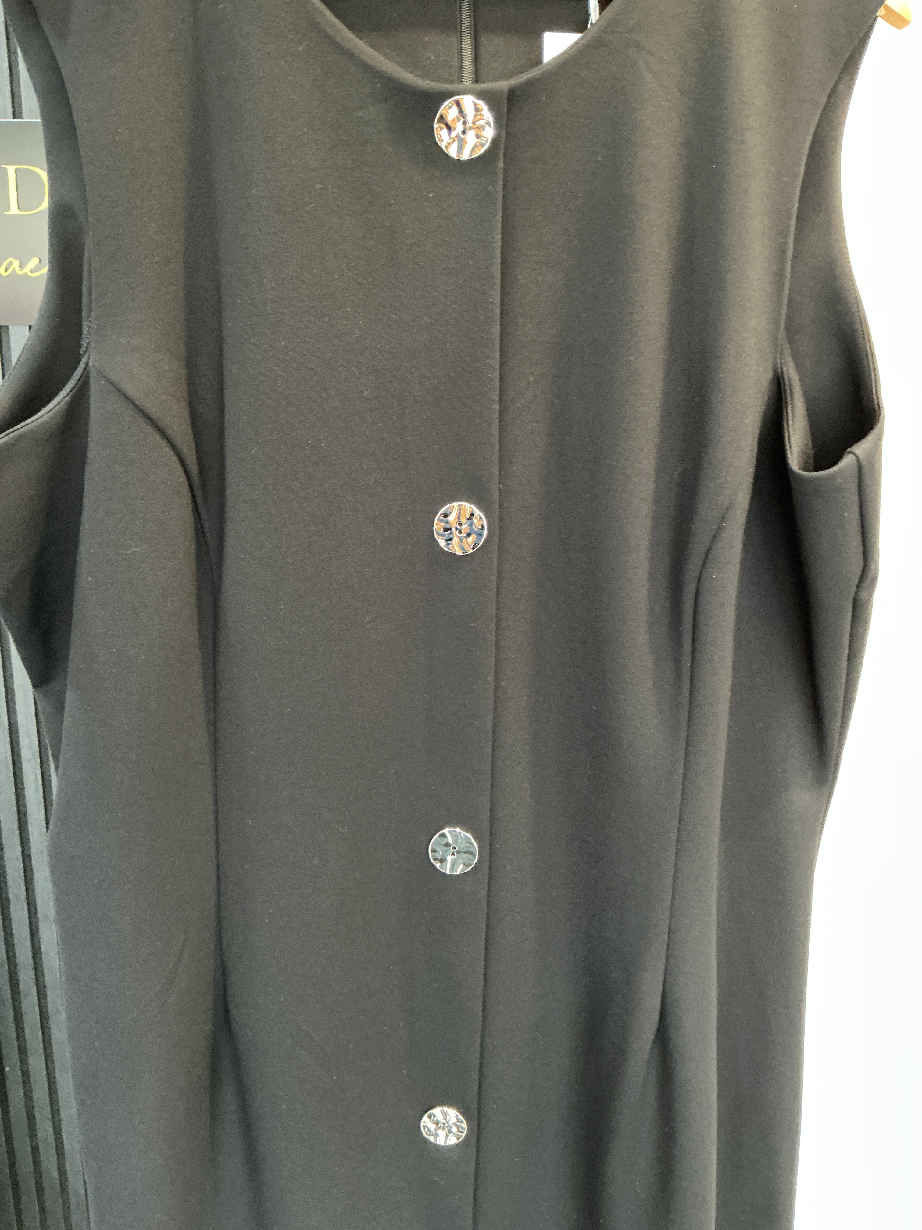 F&F Black Sleeveless Button Front Shift Dress – Size 22 New