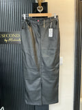 River Island Black Faux Leather midi Skirt – Size 12 New