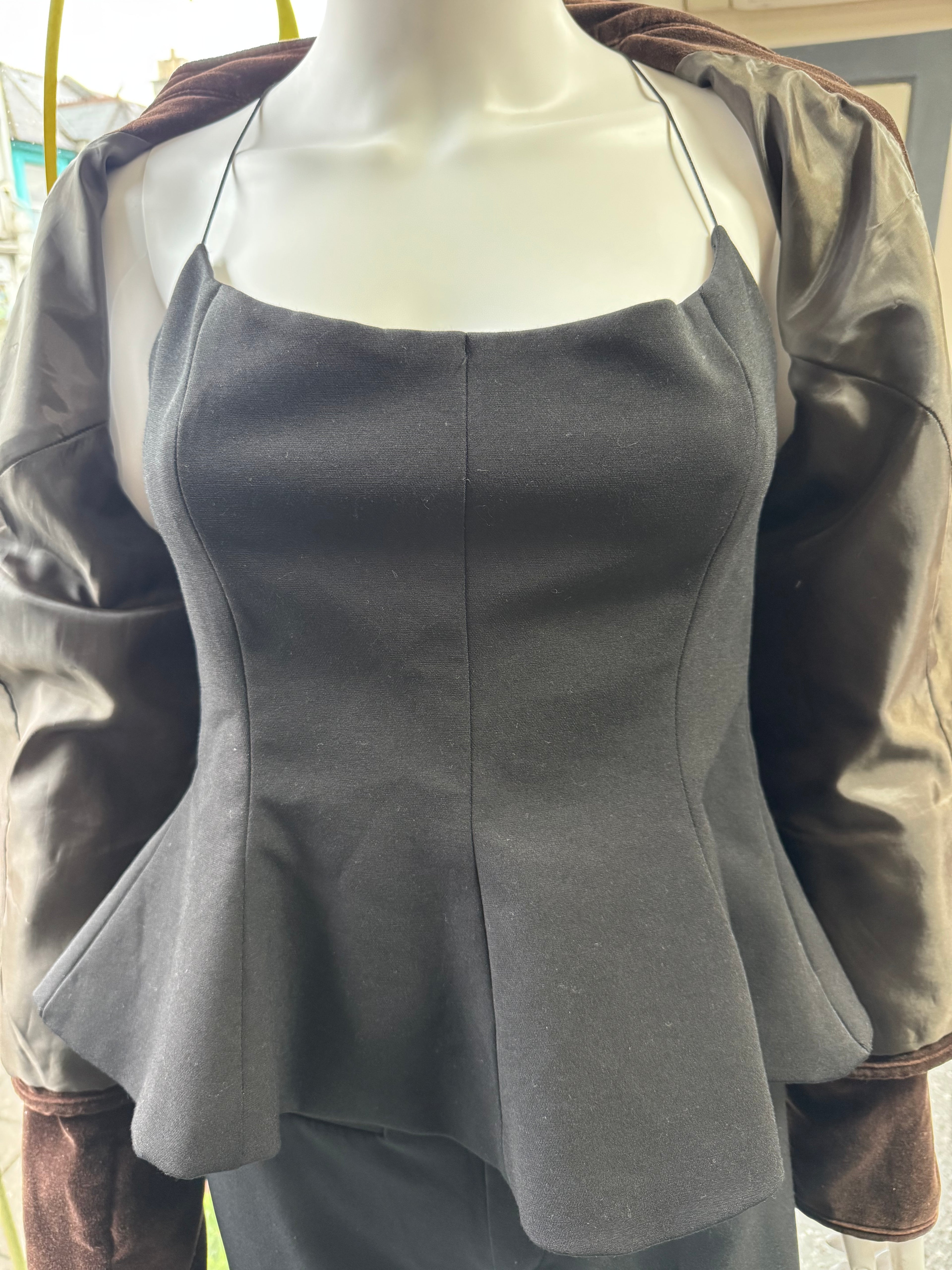 Zara Black Structured Peplum Cami Top – Size M New