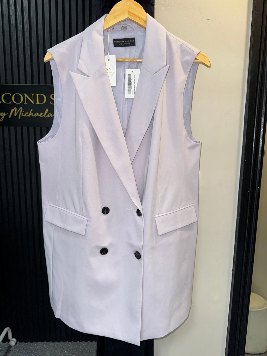 Dorothy Perkins Lilac Sleeveless Longline Blazer – New Size 14