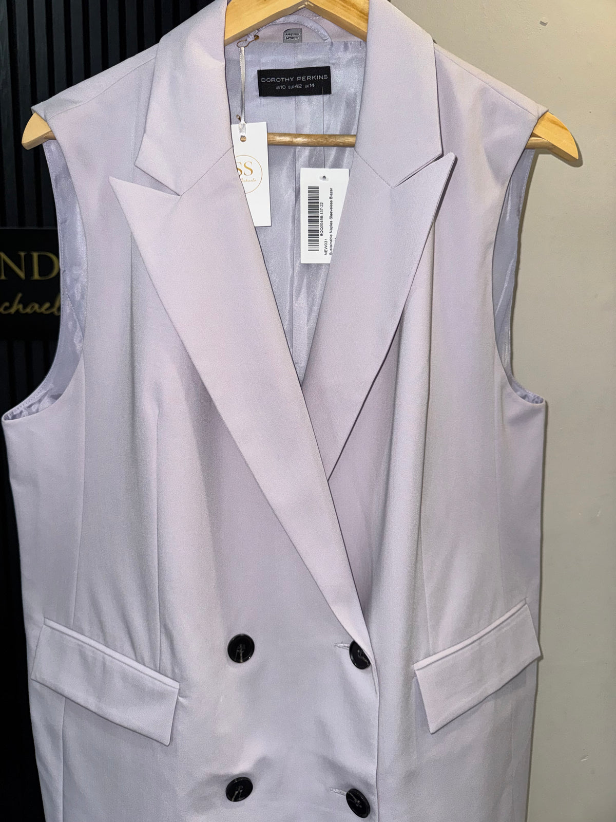 Dorothy Perkins Lilac Sleeveless Longline Blazer – New Size 14