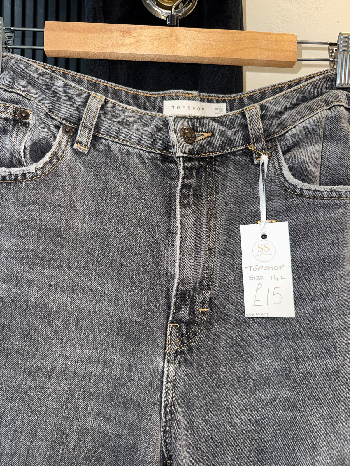 Topshop Tall Grey Wash Straight Leg Jeans – Size 14L