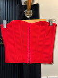 PrettyLittleThing Red Structured Corset Top – Size 10