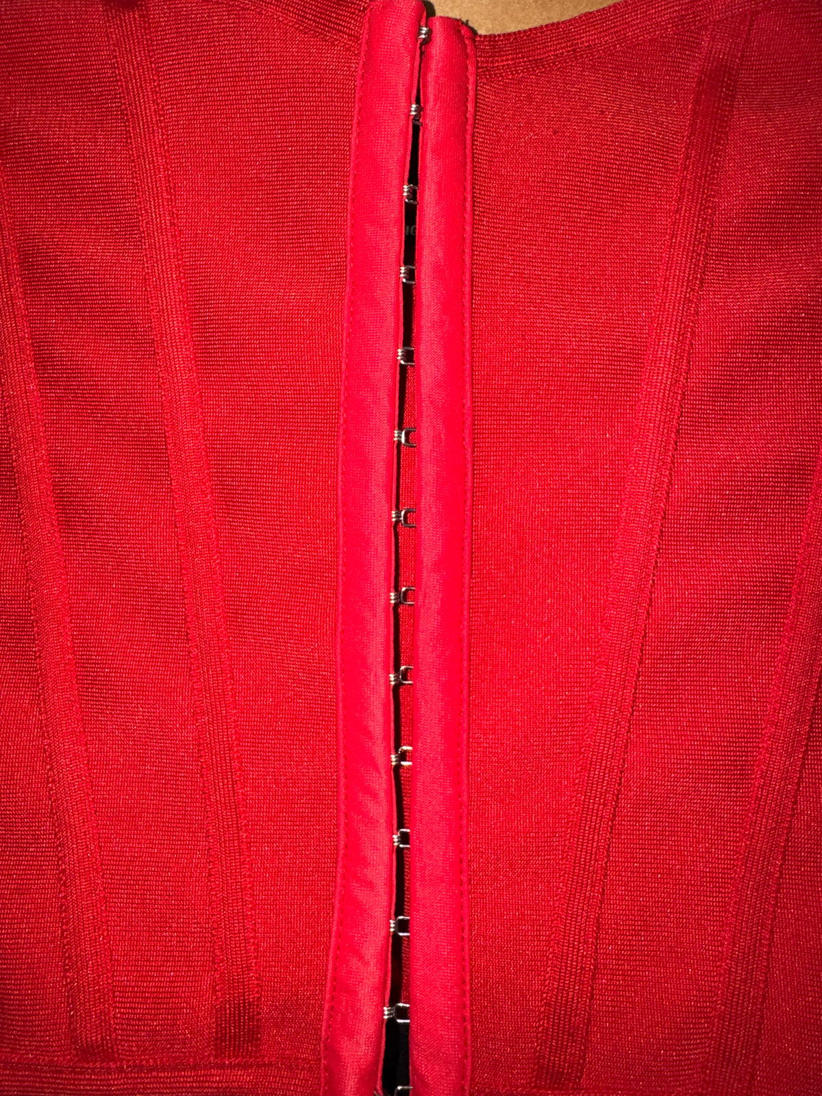 PrettyLittleThing Red Structured Corset Top – Size 10