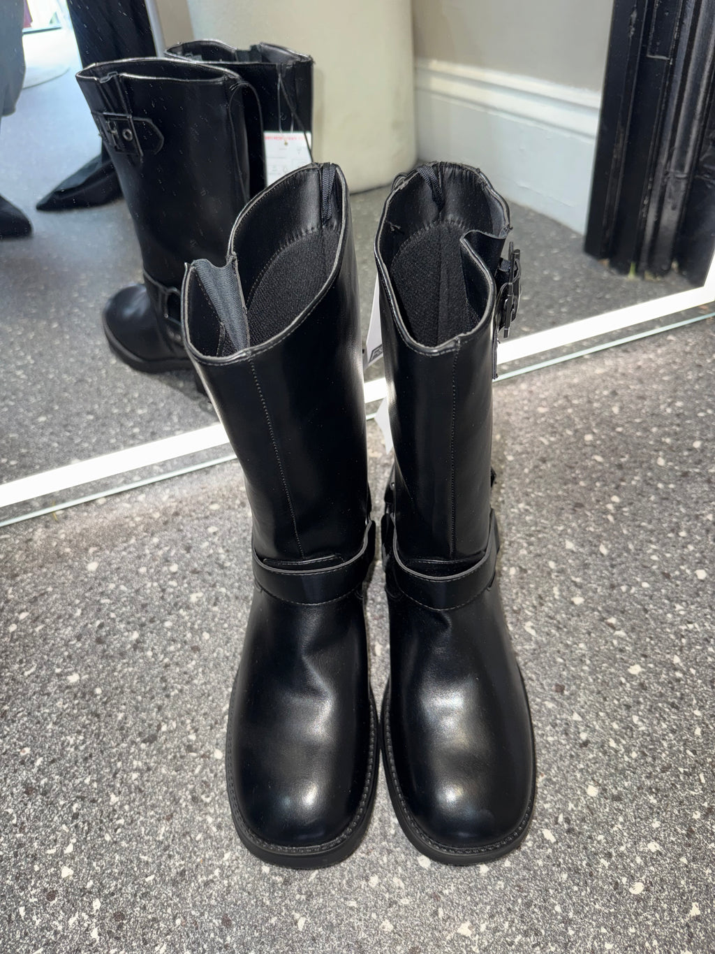 F&F Black Buckle Biker Boots – Size 7 New