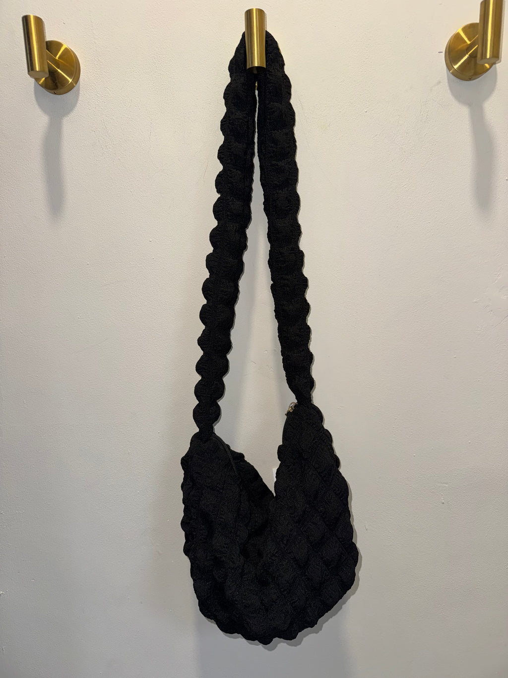 Black Textured Ruched Shoulder Bag – New
