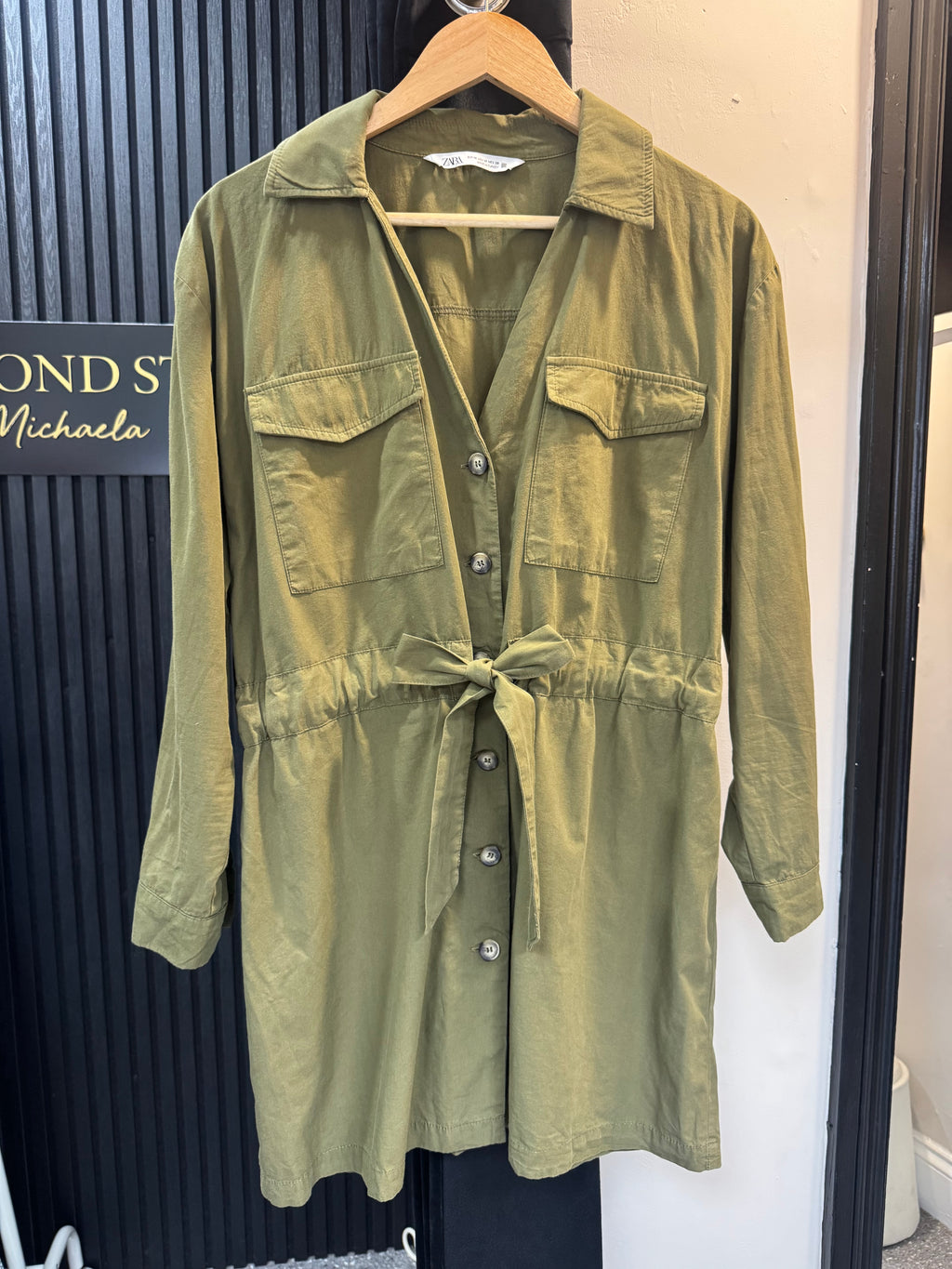 Zara Khaki Utility Shirt Dress – Size M