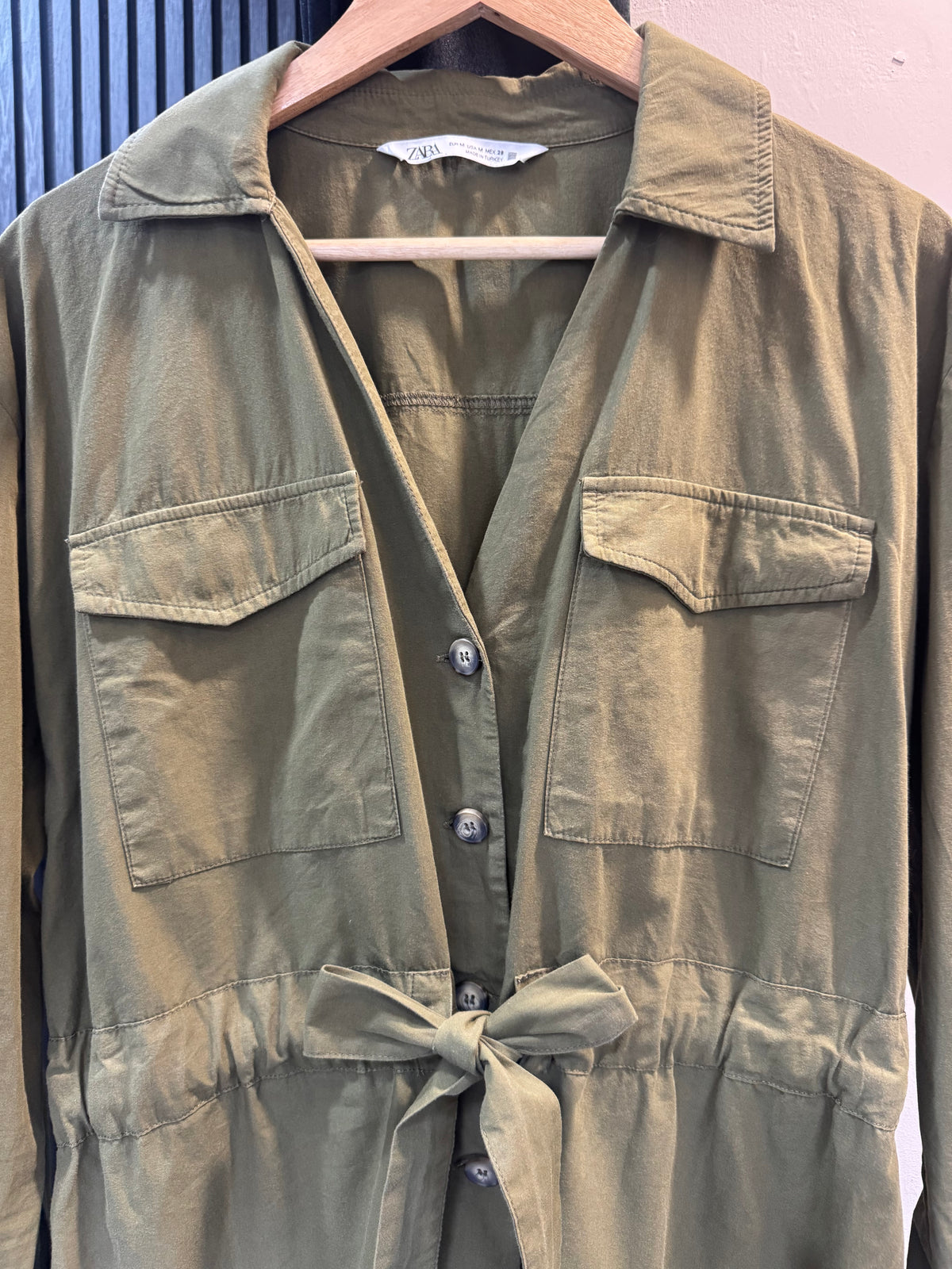 Zara Khaki Utility Shirt Dress – Size M