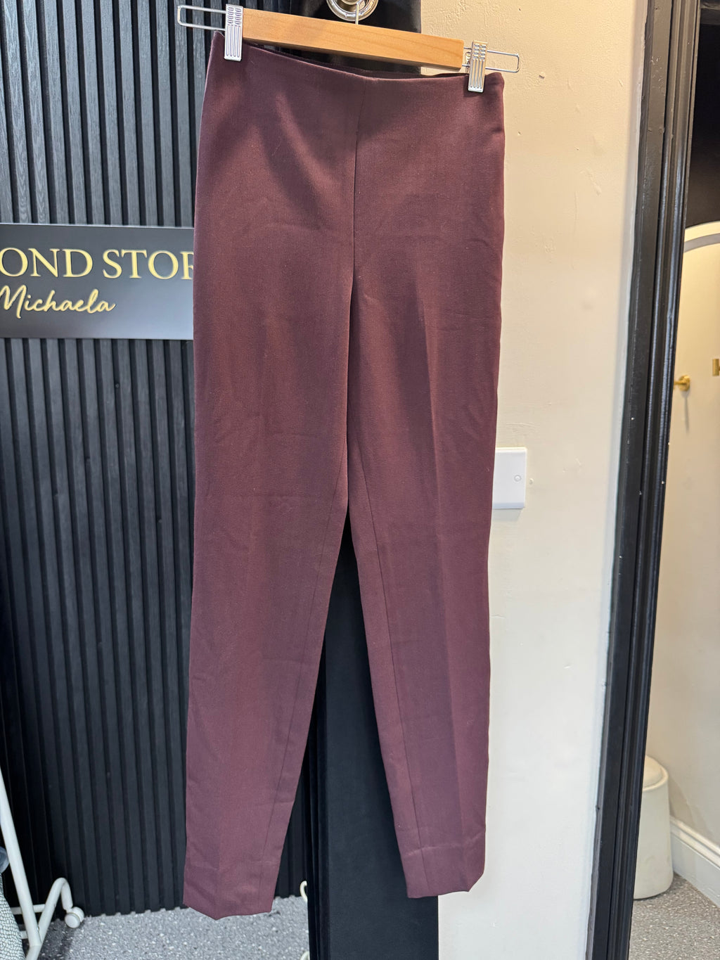H&M Burgundy Tailored Trousers – Size 6