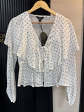 Brave Soul White Polka Dot Tie Front Blouse – Size S New