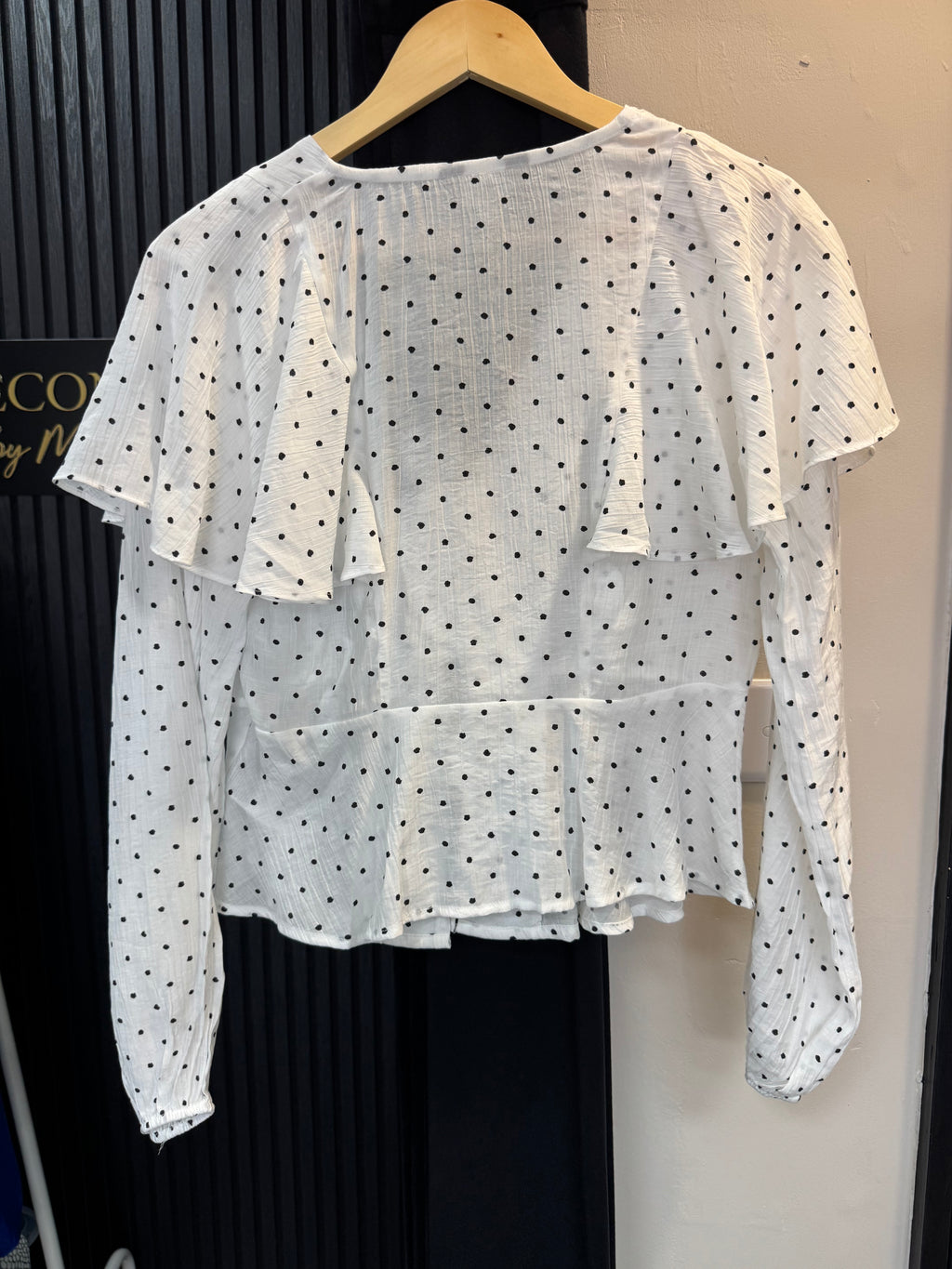 Brave Soul White Polka Dot Tie Front Blouse – Size S New