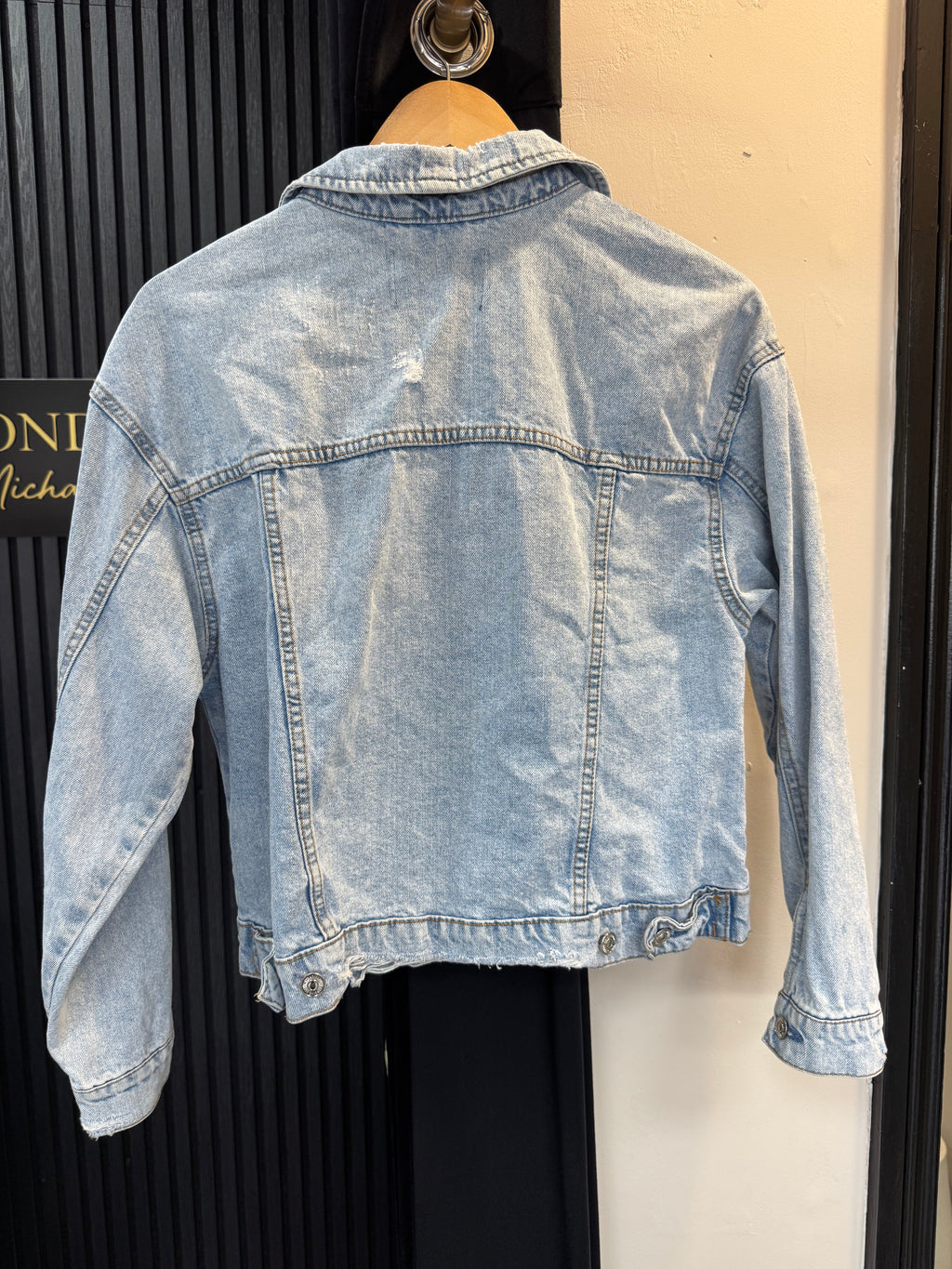 Stradivarius Light Wash Distressed Denim Jacket – Size M