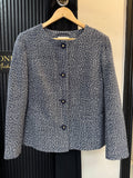 M&S Classic Navy & White Bouclé Jacket – Size 20