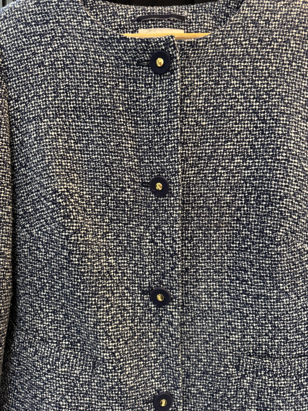 M&S Classic Navy & White Bouclé Jacket – Size 20