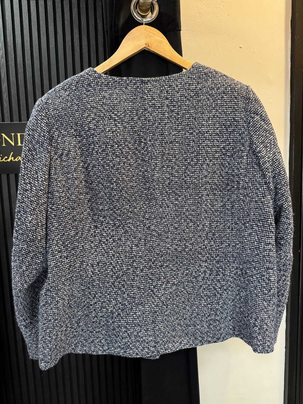M&S Classic Navy & White Bouclé Jacket – Size 20