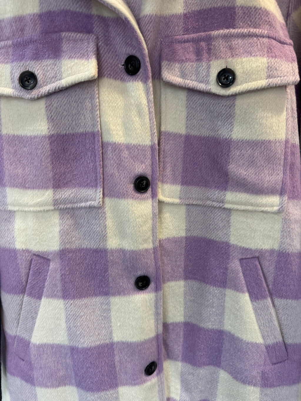 Quiz Lilac & Cream Check Shacket – Size M