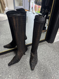 Vintage Sacha London Black Croc-Effect Knee High Boots Size 4