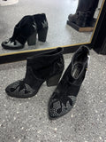Topshop Black Studded Western Ankle Boots Size 4