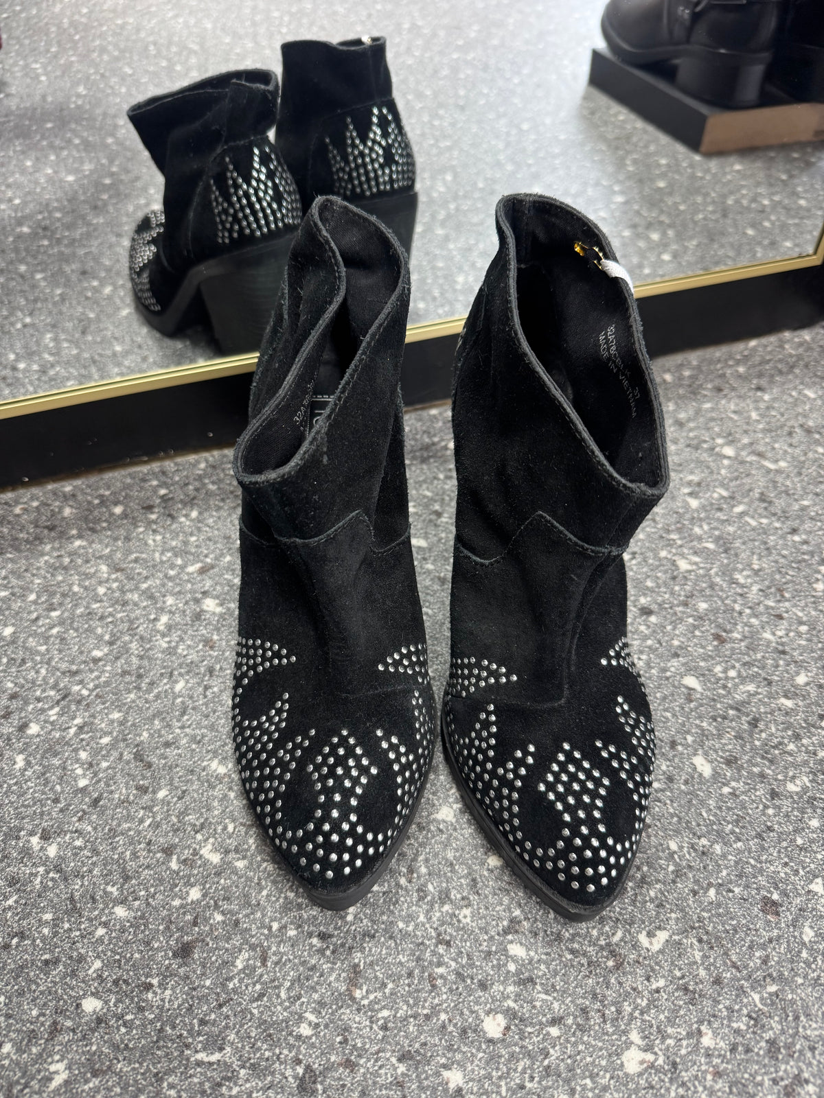 Topshop Black Studded Western Ankle Boots Size 4