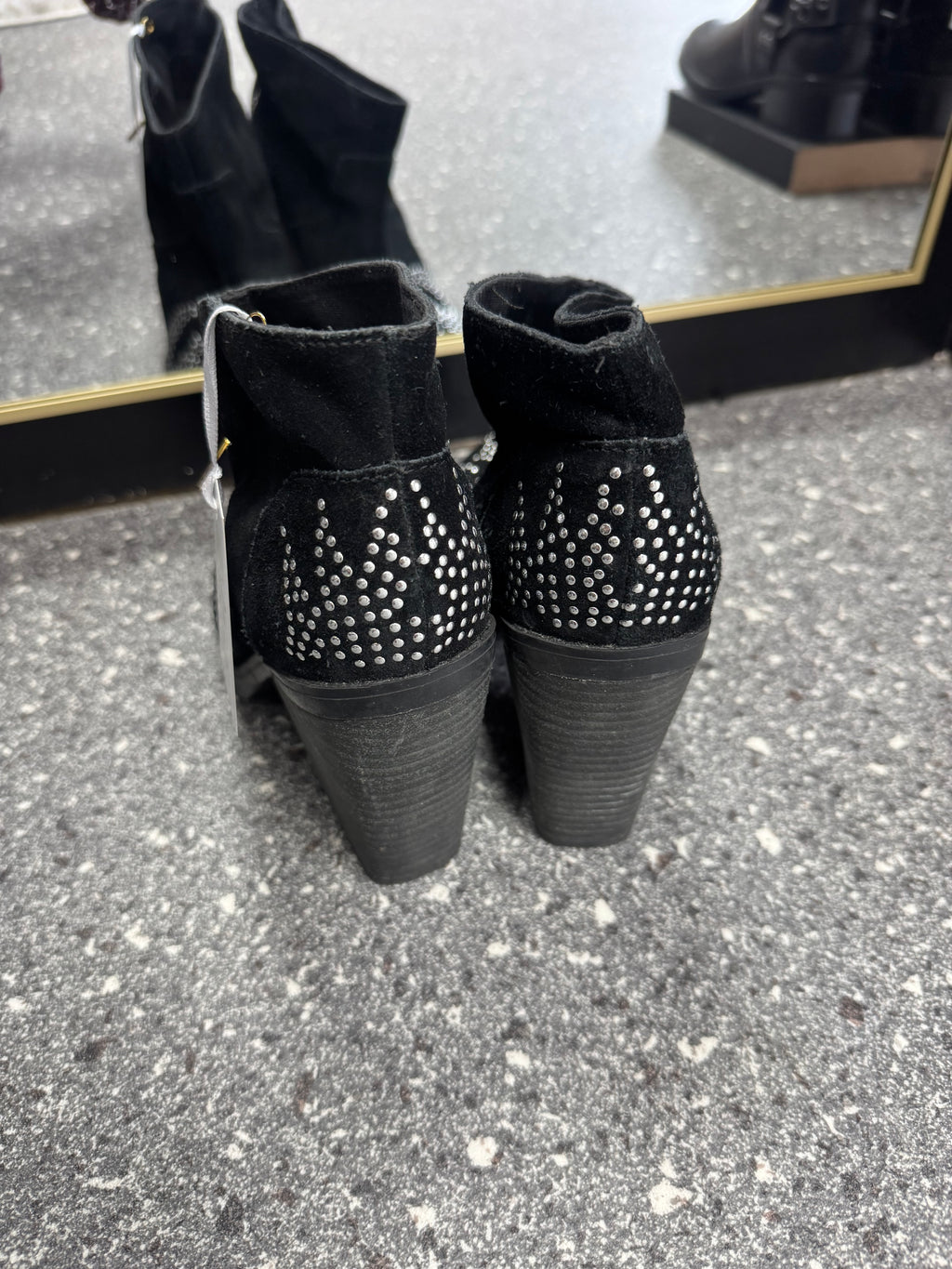 Topshop Black Studded Western Ankle Boots Size 4