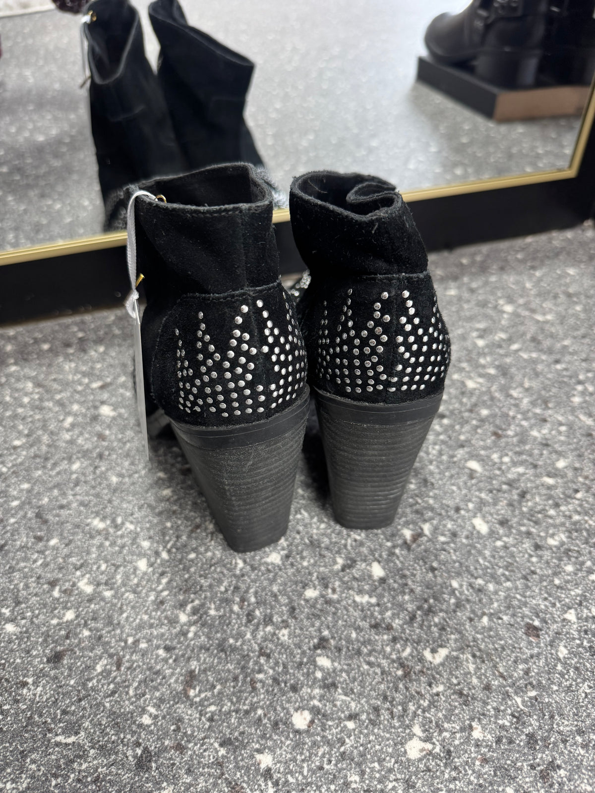 Topshop Black Studded Western Ankle Boots Size 4