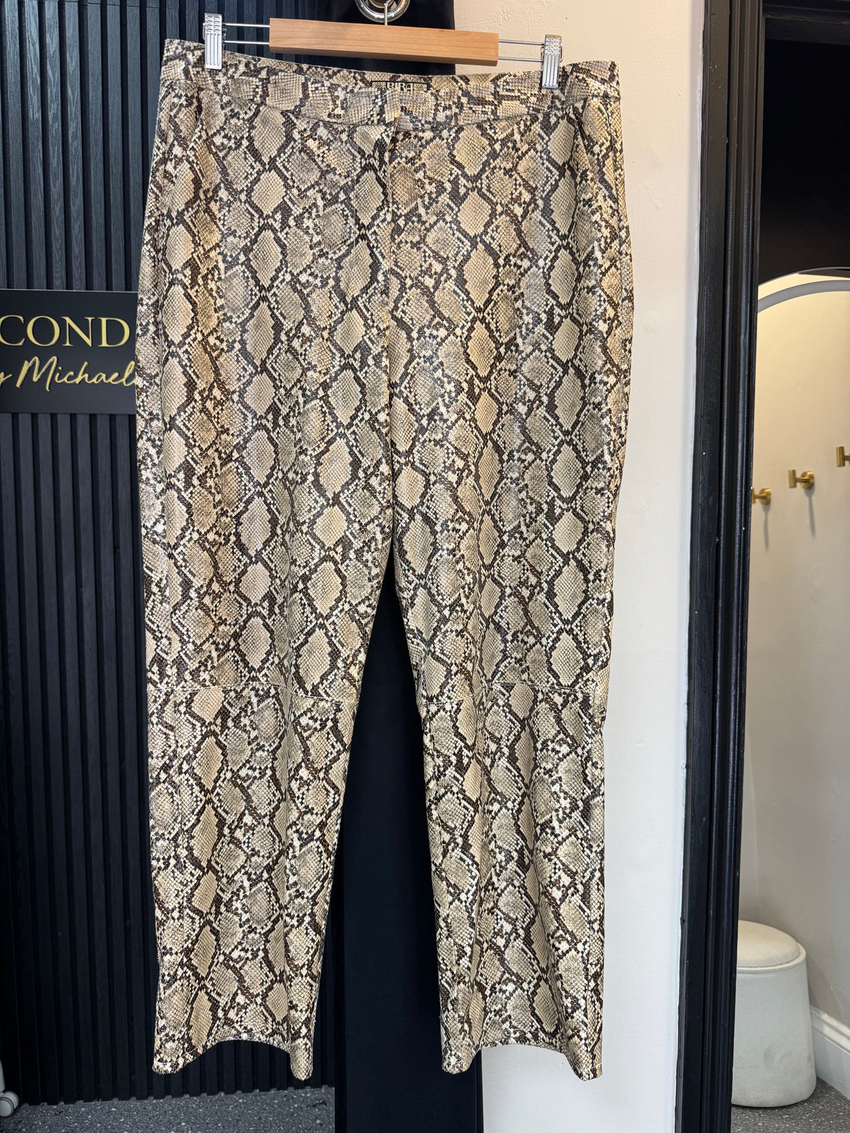 Biba Snake Print Faux Leather Trousers Size 16